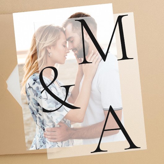 Moderne Minimalistische Overlay-Hochzeit Pergament Einladungen