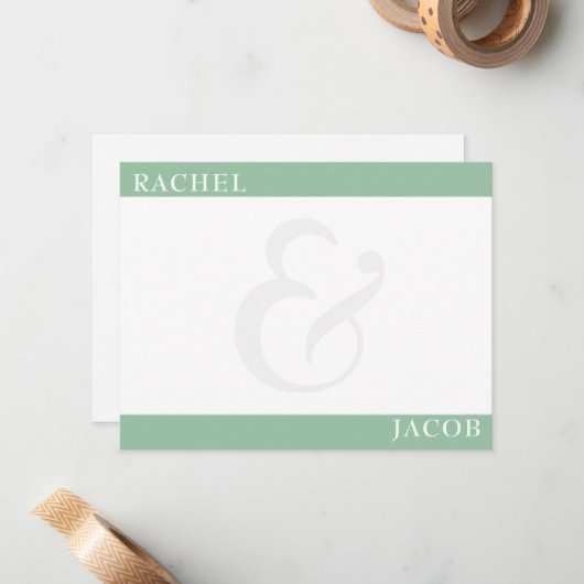 Moderne Minimalistische Paare - Grüne Schreibwaren Mitteilungskarte (Vorderseite/Rückseite Beispiel)