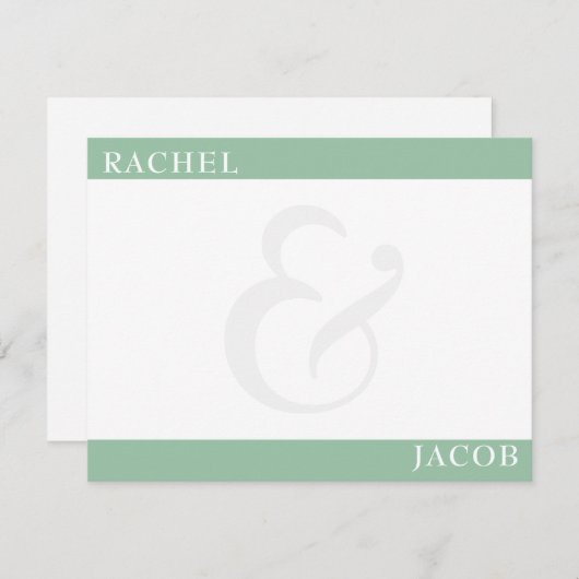 Moderne Minimalistische Paare - Grüne Schreibwaren Mitteilungskarte (Vorne/Hinten)