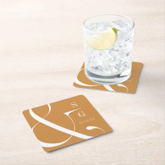 Moderne minimalistische Paare - Monogramm aus dem Rechteckiger Pappuntersetzer (Vor Ort)