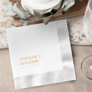 moderne minimalistische Paarnamen-Hochzeit Servietten Mit Folie