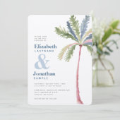 Moderne Minimalistische Palmenbaumdestination Einladung (Stehend Vorderseite)