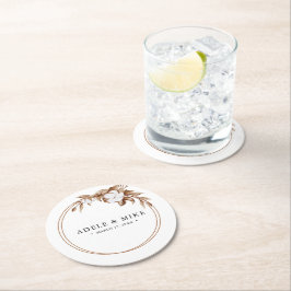 Moderne Minimalistische Pampas Grass Bouquet Weddi Runder Pappuntersetzer