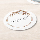 Moderne Minimalistische Pampas Grass Bouquet Weddi Runder Pappuntersetzer (Angewinkelt)