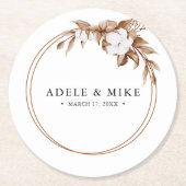 Moderne Minimalistische Pampas Grass Bouquet Weddi Runder Pappuntersetzer (Vorderseite)