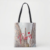 Moderne Minimalistische Pariser Eiffelturm Wasserf Tasche (Vorderseite)