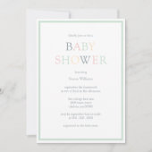 Moderne Minimalistische Pastel Babydusche Einladung (Vorderseite)