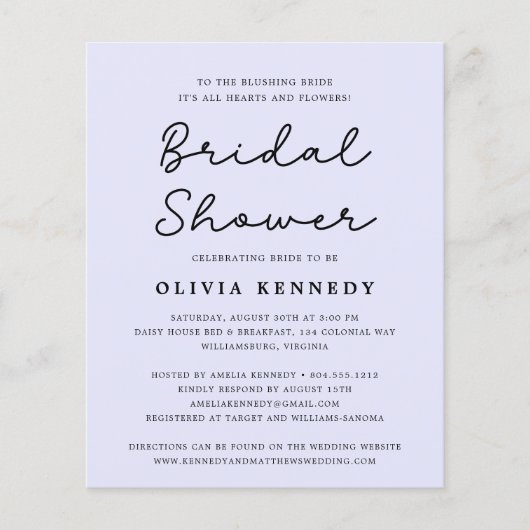 Moderne Minimalistische Pastel Bridal Dusche Einla Flyer (Vorne)