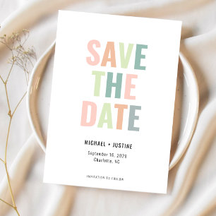 Moderne Minimalistische Pastell-Mehrfarben-Foto-Ho Save The Date