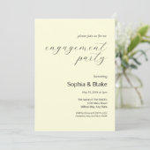 Moderne Minimalistische Pastellgelbe Engagement-Pa Einladung (Stehend Vorderseite)
