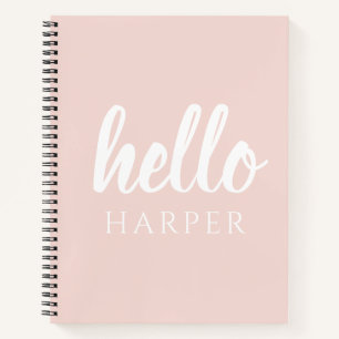 Moderne Minimalistische Pastellrosa Hallo Und Dein Notizblock