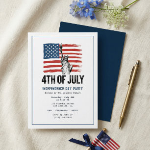 Moderne minimalistische patriotische BBQ-Party zum Einladung