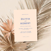 Moderne Minimalistische Peach Blue Wedding Einladung