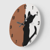 Moderne minimalistische Peeking Kitty Cat Große Wanduhr (Winkel)