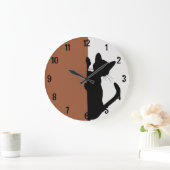 Moderne minimalistische Peeking Kitty Cat Große Wanduhr (Zuhause)