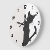 Moderne minimalistische Peeking Kitty Cat - Light Große Wanduhr (Winkel)