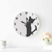 Moderne minimalistische Peeking Kitty Cat - Light Große Wanduhr (Zuhause)