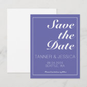 Moderne Minimalistische Periwinkle & White Save th The Date (Vorne/Hinten)