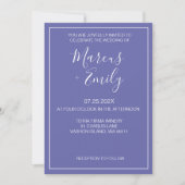 Moderne Minimalistische Periwinkle & White Wedding Einladung (Vorderseite)