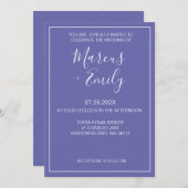 Moderne Minimalistische Periwinkle & White Wedding Einladung (Vorne/Hinten)