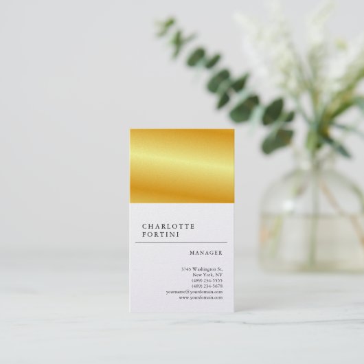 Moderne Minimalistische Perle mit weißer Goldfarbe Visitenkarte (Stehend Vorderseite)