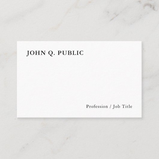 Moderne minimalistische Personalisierte Elegant-Vo Visitenkarte (Vorderseite)