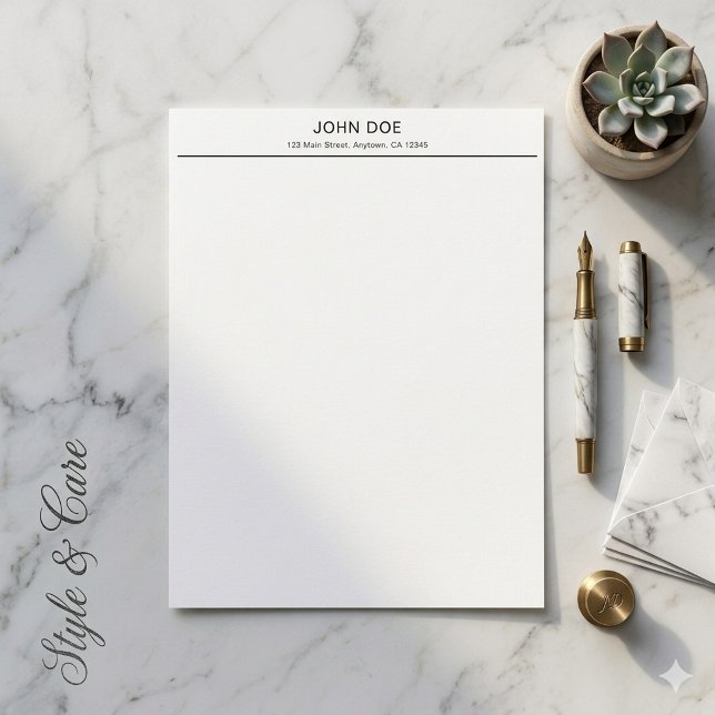 Moderne minimalistische personalisierte Geschäftsb Briefbogen (Modern Minimalist Personalized Office Letterhead)