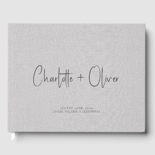 Moderne Minimalistische Personalisierte Hochzeit Gästebuch (Vorderseite)