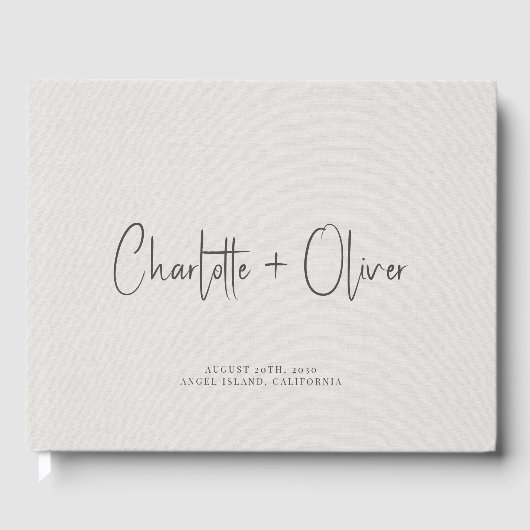 Moderne Minimalistische Personalisierte Hochzeit Gästebuch (Vorderseite)