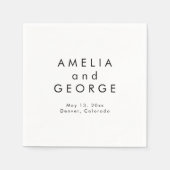 Moderne Minimalistische Personalisierte Hochzeit Serviette (Vorderseite)