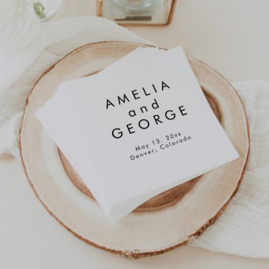 Moderne Minimalistische Personalisierte Hochzeit Serviette