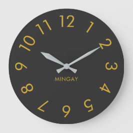 Moderne Minimalistische Personalisierte Solid Gray Große Wanduhr