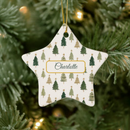 Moderne Minimalistische Personalisierte Weihnachte Keramik Ornament