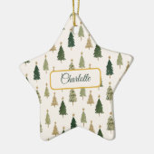 Moderne Minimalistische Personalisierte Weihnachte Keramik Ornament (Links)