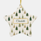 Moderne Minimalistische Personalisierte Weihnachte Keramik Ornament (Hinten)
