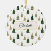 Moderne Minimalistische Personalisierte Weihnachts Keramik Ornament (Vorne)