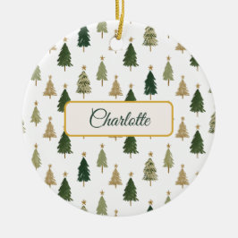Moderne Minimalistische Personalisierte Weihnachts Keramik Ornament