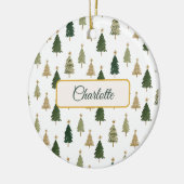 Moderne Minimalistische Personalisierte Weihnachts Keramik Ornament (Links)