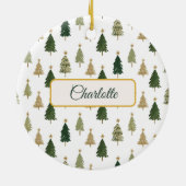 Moderne Minimalistische Personalisierte Weihnachts Keramik Ornament (Hinten)