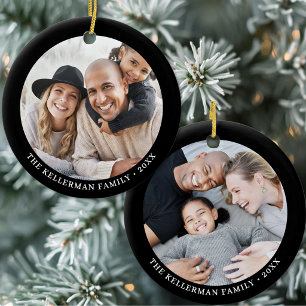 Moderne minimalistische personalisierte Weihnachts Keramik Ornament