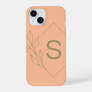 Moderne Minimalistische Pfirsich-Monogramm Anfangs iPhone 15 Hülle