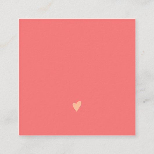 Moderne minimalistische Pfirsichbestellung vielen Quadratische Visitenkarte (Rückseite)