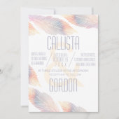 Moderne Minimalistische Pfirsicheier-Feather-Hochz Einladung (Vorderseite)