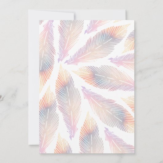 Moderne Minimalistische Pfirsicheier-Feather-Hochz Einladung (Rückseite)