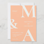 Moderne Minimalistische Pfirsichhochzeit Einladung (Vorderseite)