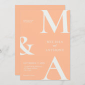Moderne Minimalistische Pfirsichhochzeit Einladung (Vorne/Hinten)