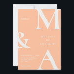 Moderne Minimalistische Pfirsichhochzeit Einladung<br><div class="desc">Moderne Minimalistische Peach Hochzeit Einladung. Enthält fett formatierte Monogramm-Typografie und minimales grafisches Design. Personalisieren Sie Text mit allen Details Ihres besonderen Tages.</div>