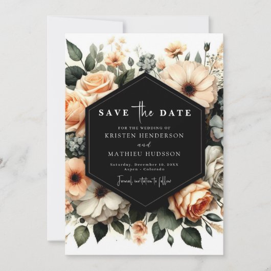 Moderne Minimalistische Pfirsichhochzeit Save The Date (Vorderseite)