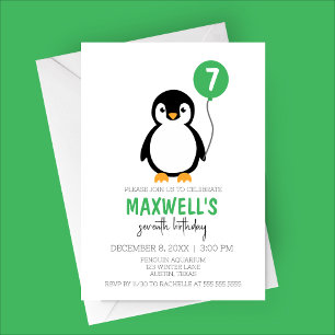 Moderne Minimalistische Pinguin Winter Geburtstags Einladung