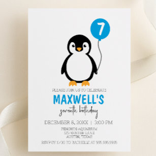 Moderne Minimalistische Pinguin Winter Geburtstags Einladung